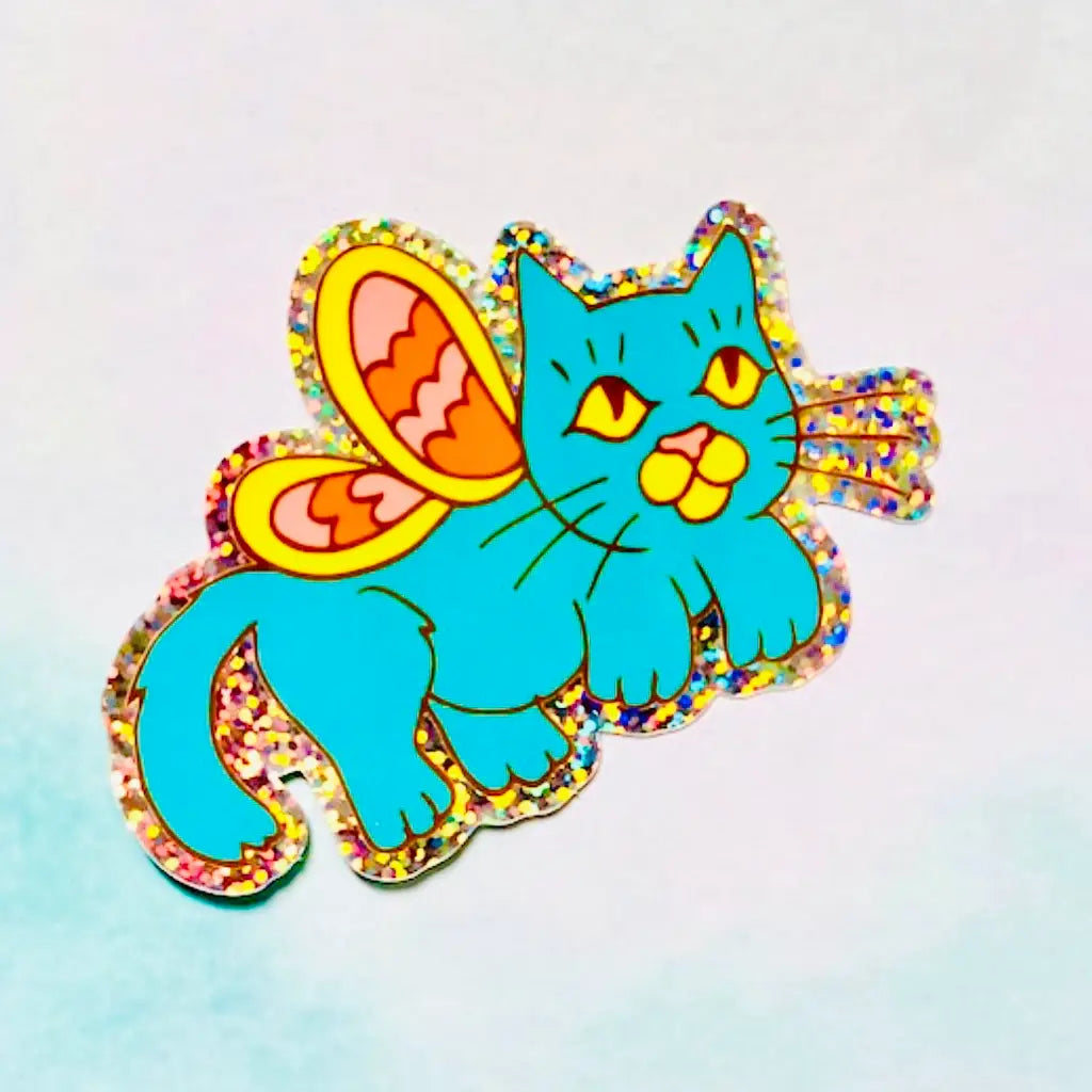 Fairy Cat Glitter Sticker - Moon Room Shop and Wellness
