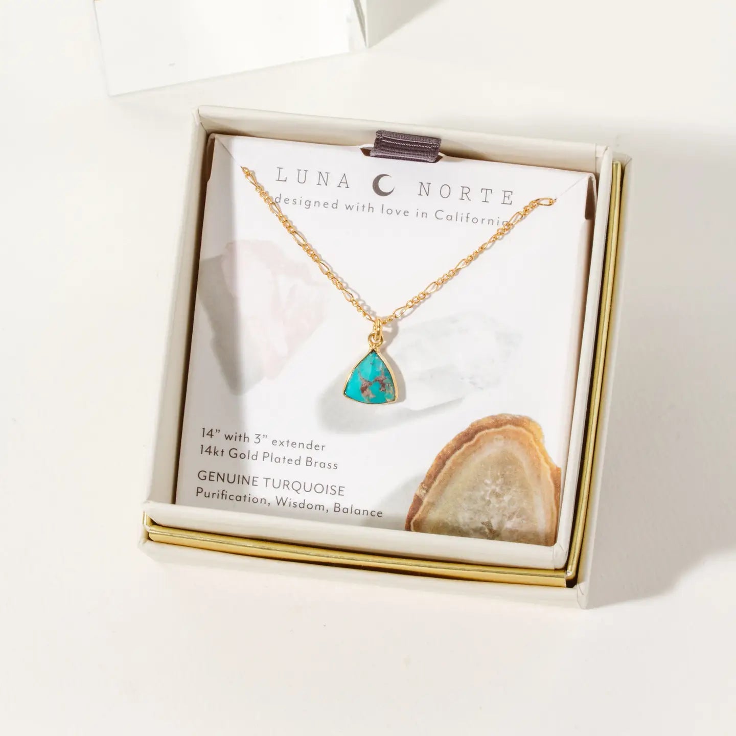 Turquoise Triangle Dainty  Necklace in Gold Plated Brass - Moon Room Shop and Wellness