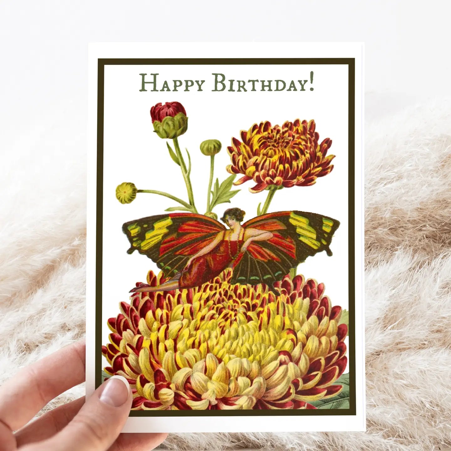 Happy Birthday! Vintage Butterfly Girl Card- Blank Inside - Moon Room Shop and Wellness