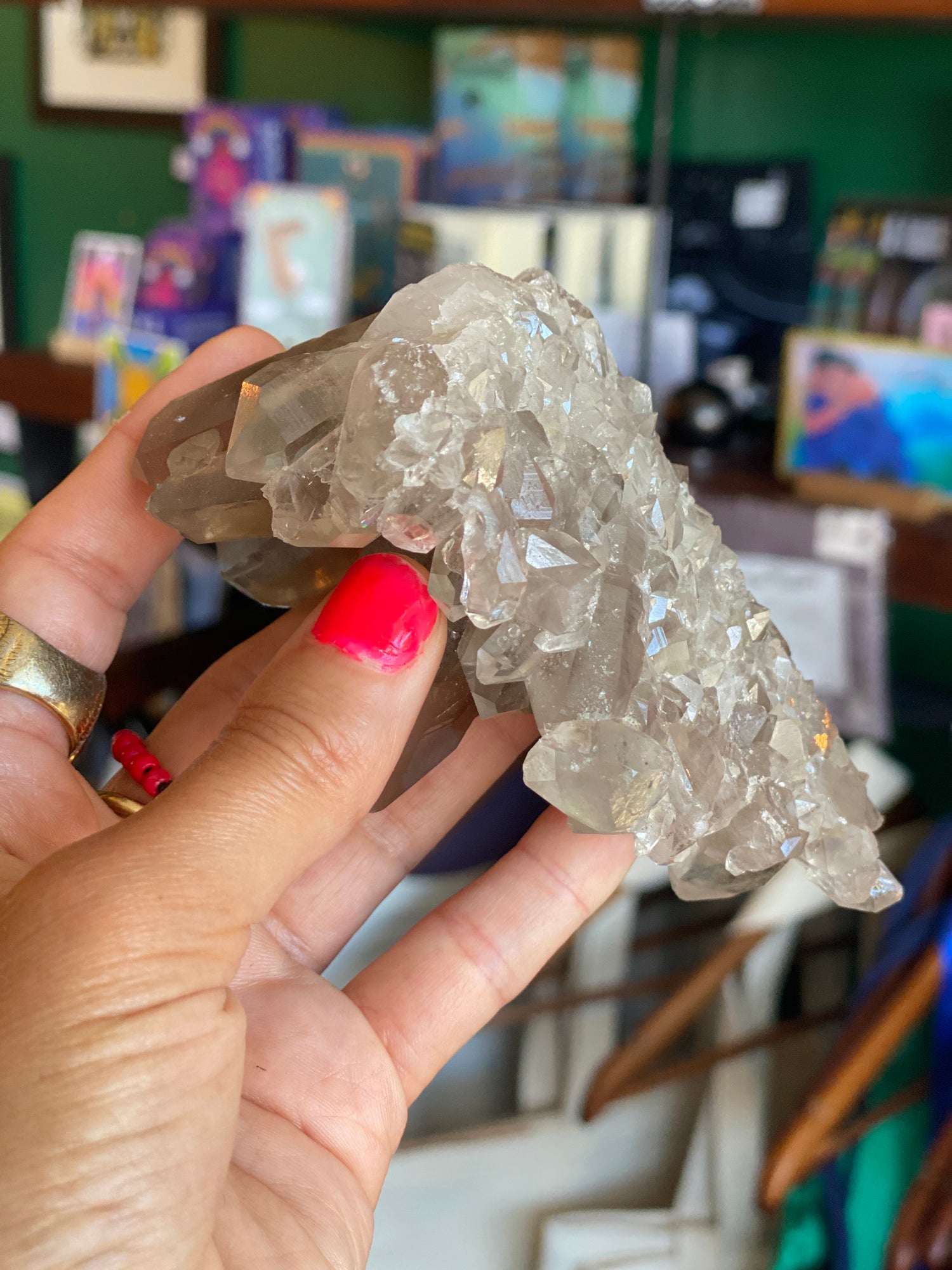 Smoky Quartz Cluster w/ Rainbow!  271 grams - Moon Room Shop and Wellness