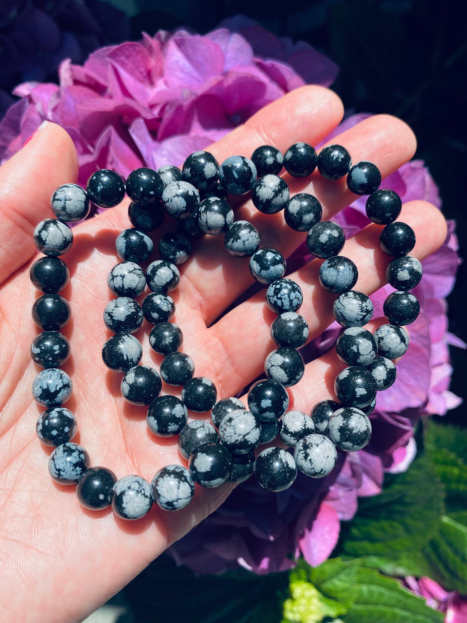 Snowflake Obsidian Stretch Bracelet 8mm - Moon Room Shop and Wellness