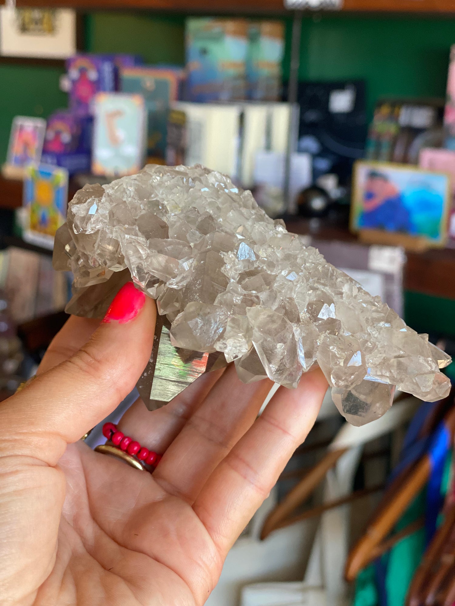 Smoky Quartz Cluster w/ Rainbow!  271 grams - Moon Room Shop and Wellness