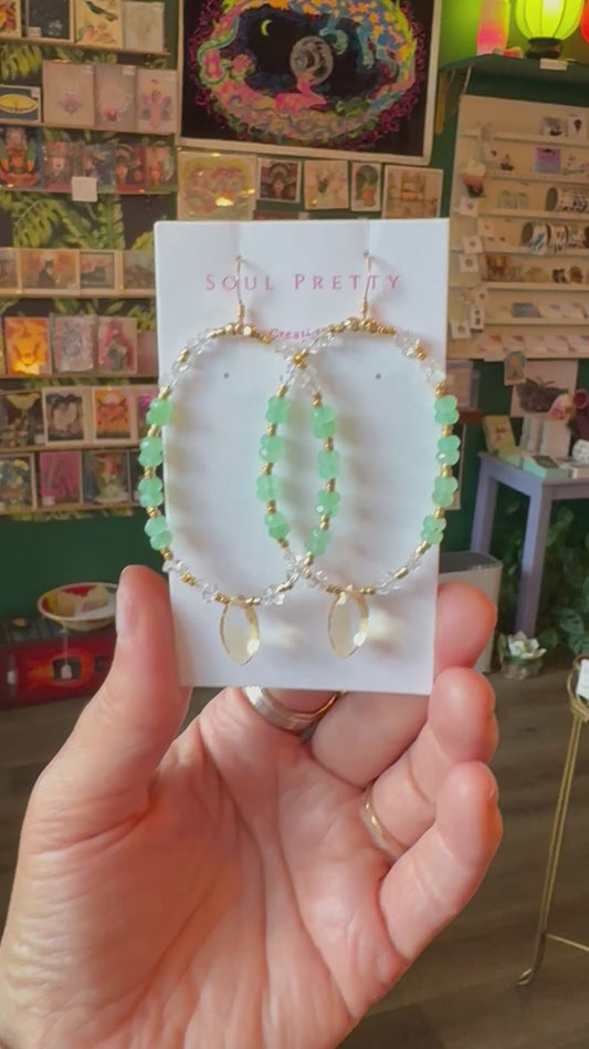Soul Pretty Citrine + Chrysoprase + Herkimer Handmade Gold Fill Earrings