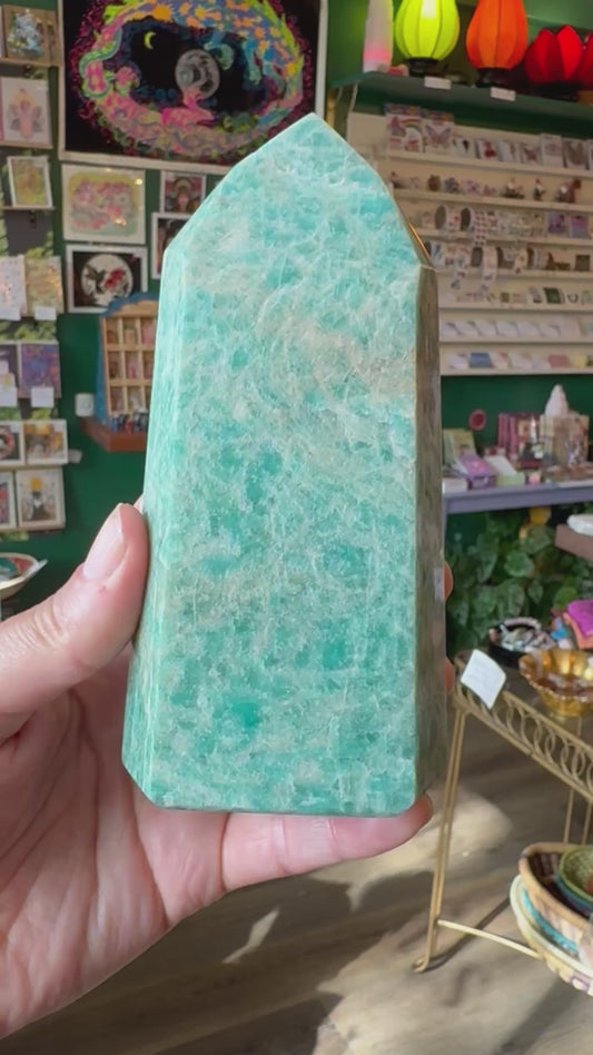 Amazonite Tower 437 g- Brazil Beauty!