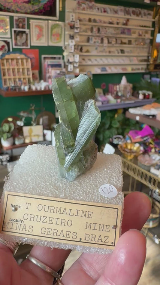Green Tourmaline Specimen- Vintage Private Collection Piece- Brazil