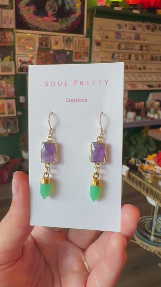 Soul Pretty Amethyst + Chrysoprase Gold Fill Earrings