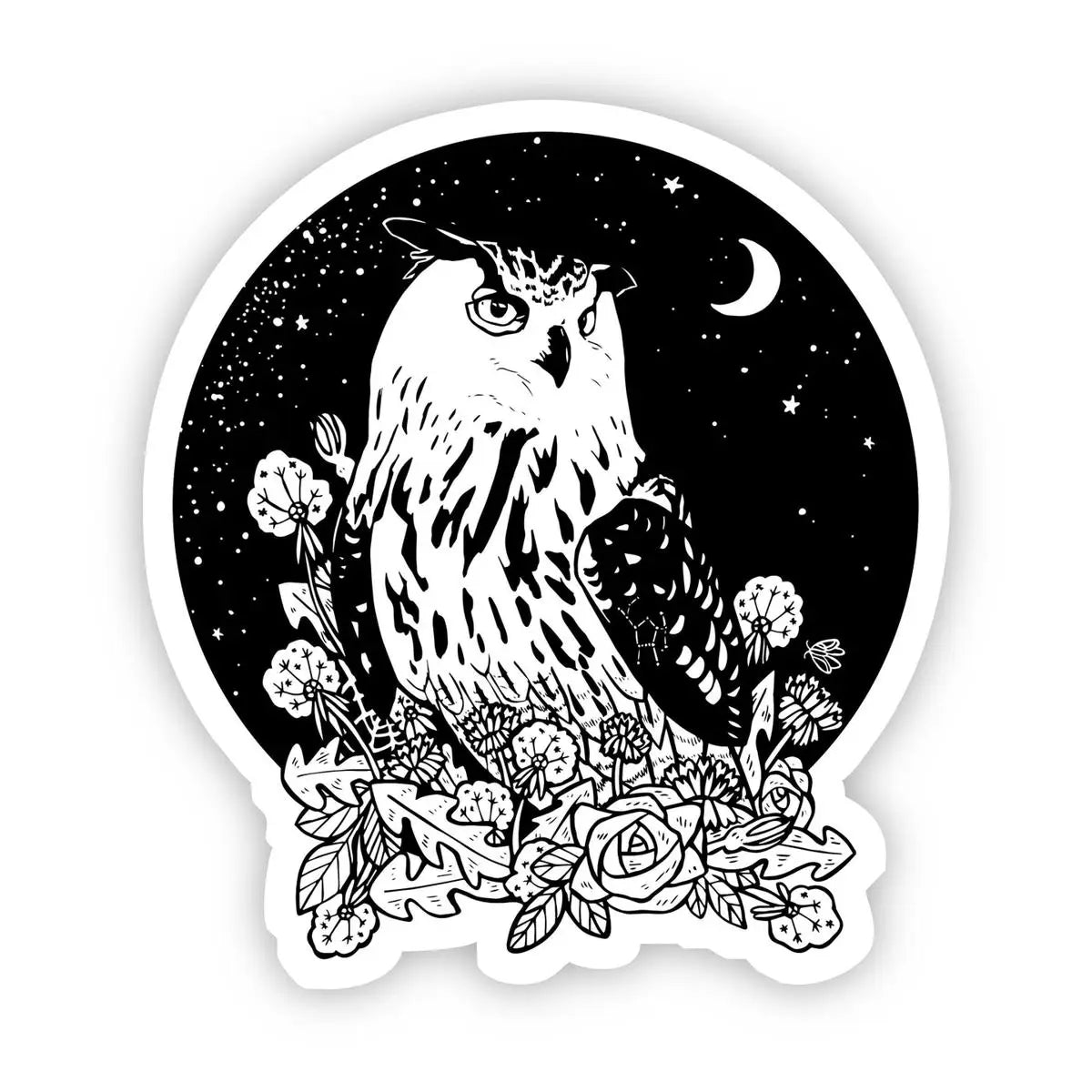 Owl with Night Sky Sticker - Moon Room Shop and Wellness