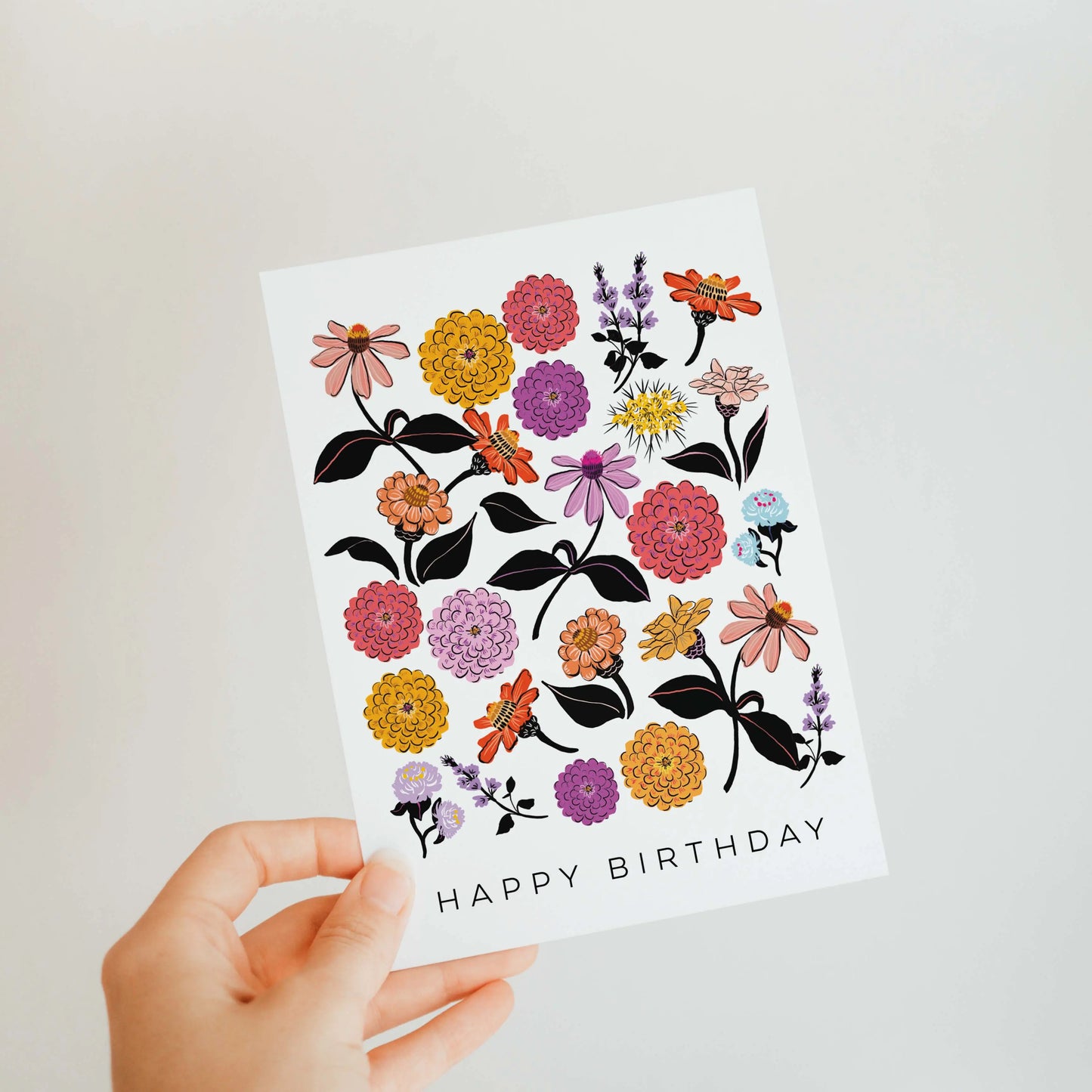 Zinnias Birthday Greeting Card - Moon Room Shop and Wellness