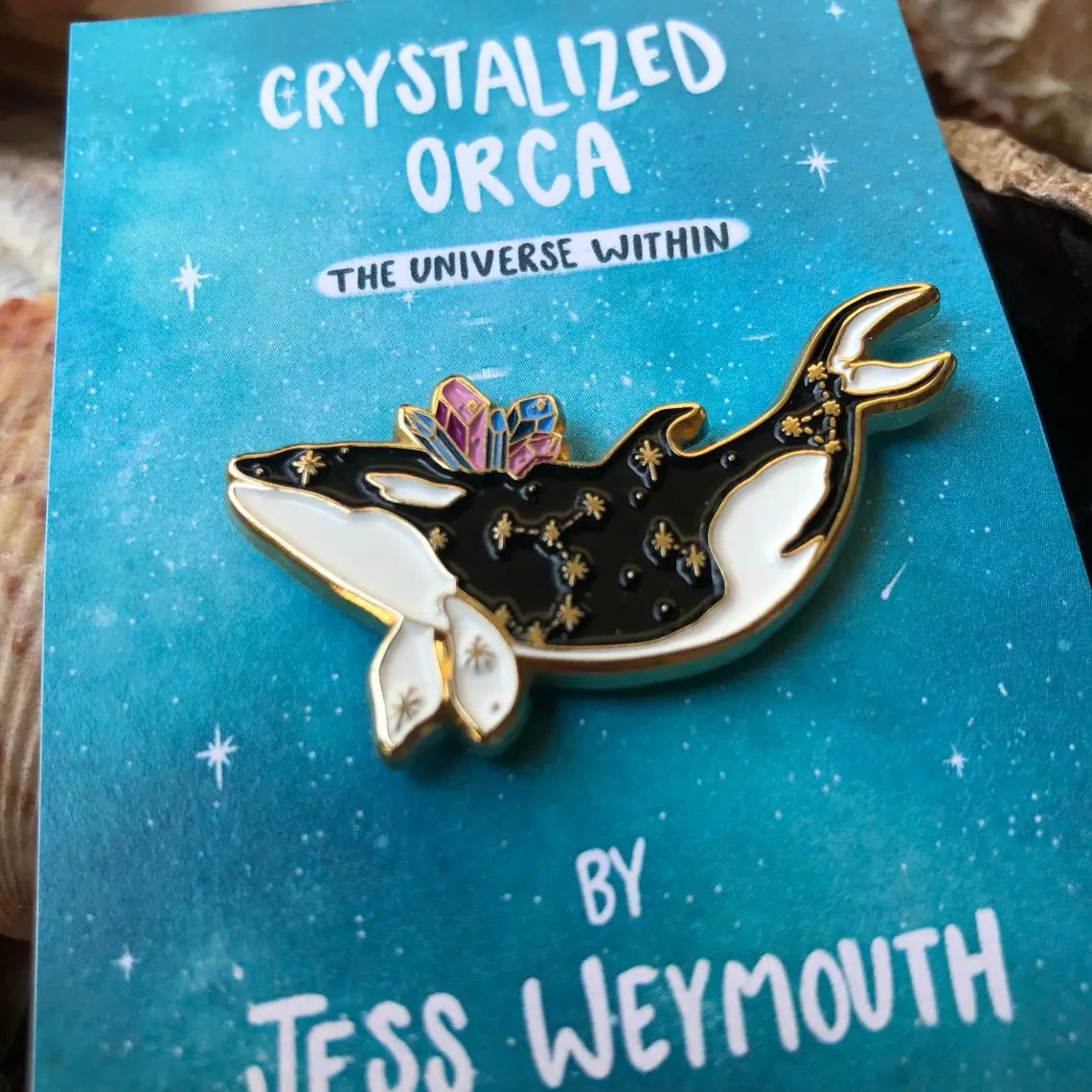 Crystalized Orca Enamel Pin - Moon Room Shop and Wellness