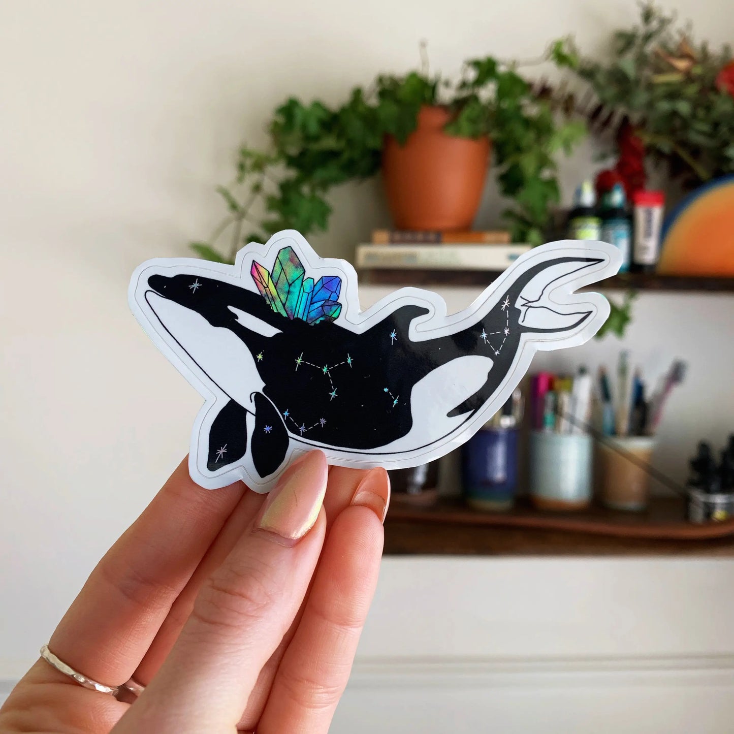Crystal Orca Holographic Sticker - Moon Room Shop and Wellness