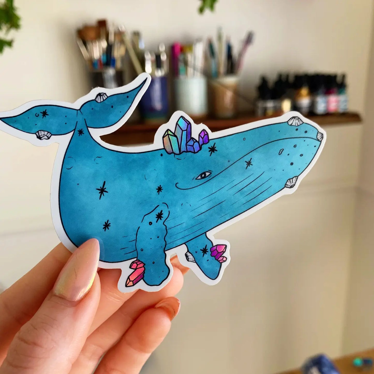 Whale Holographic Sticker - Moon Room Shop and Wellness
