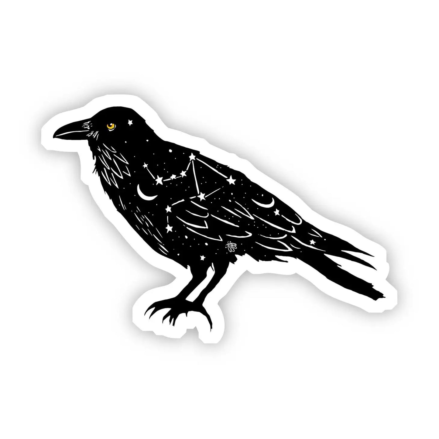 Black Bird with Stars Sticker - Moon Room Shop and Wellness