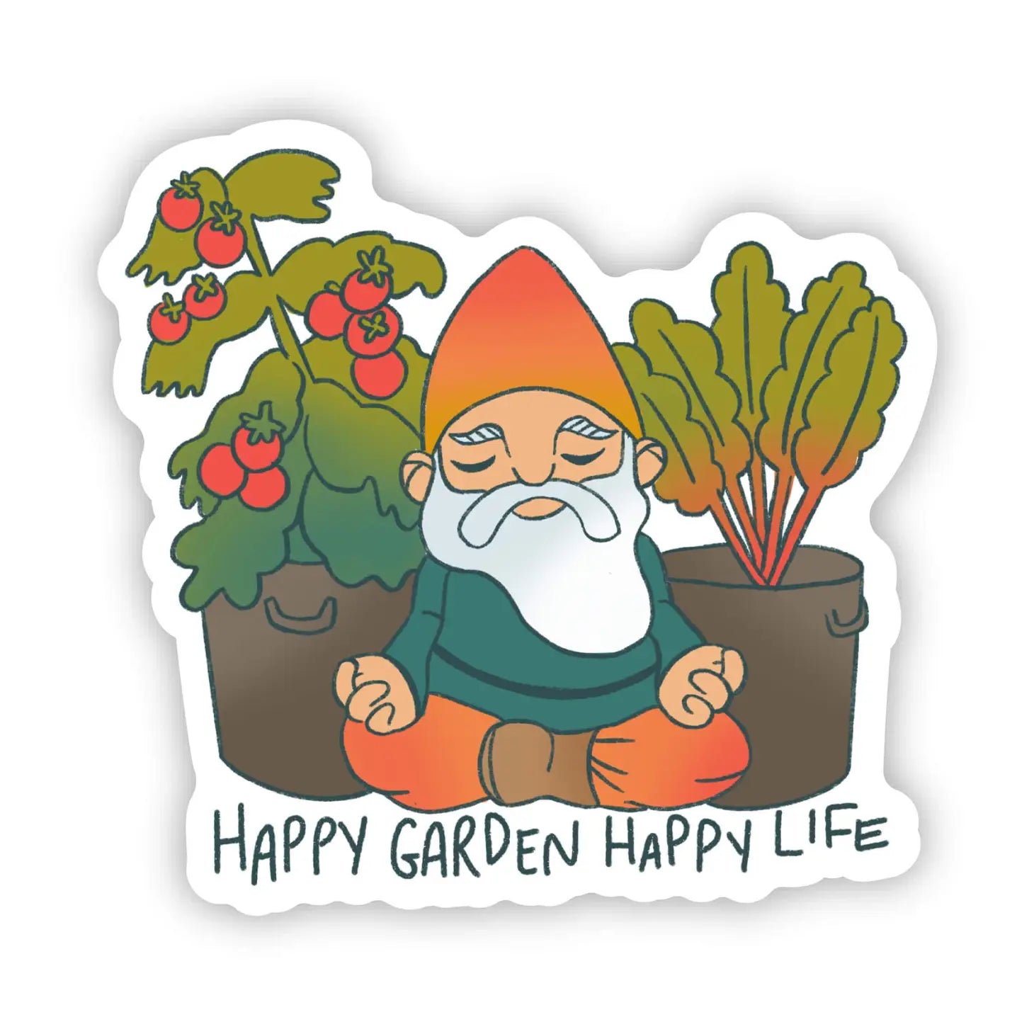 Happy Garden Happy Life Gnome Sticker - Moon Room Shop and Wellness