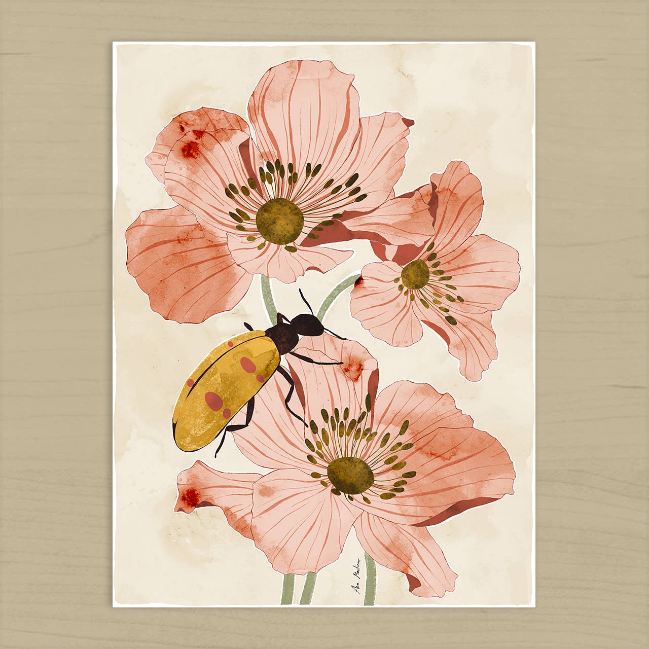 Flowers and Insects Art Print 21x30cm - Moon Room Shop and Wellness