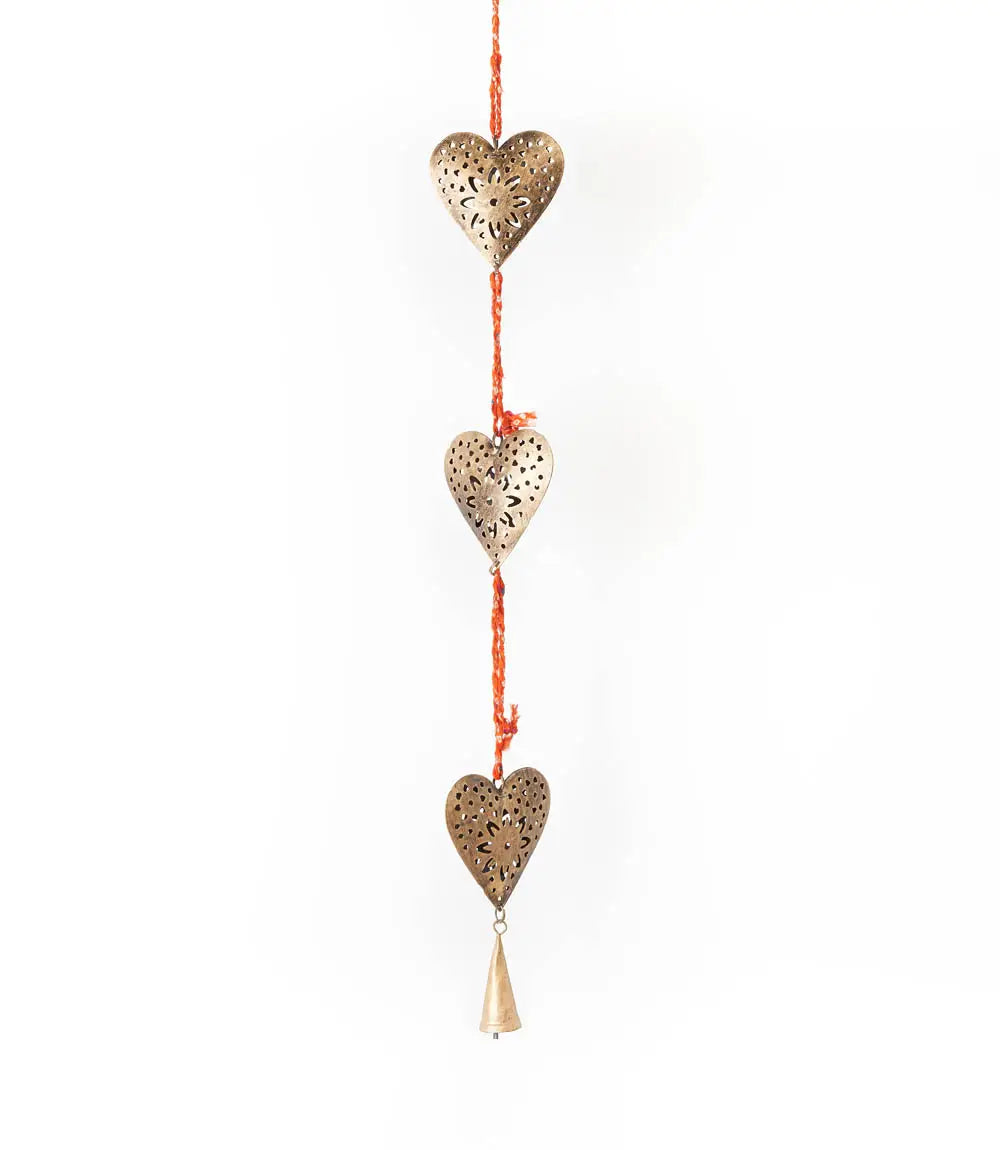 Chakshu Upcycled Sari Bell Chime- Heart Trio - Moon Room Shop and Wellness
