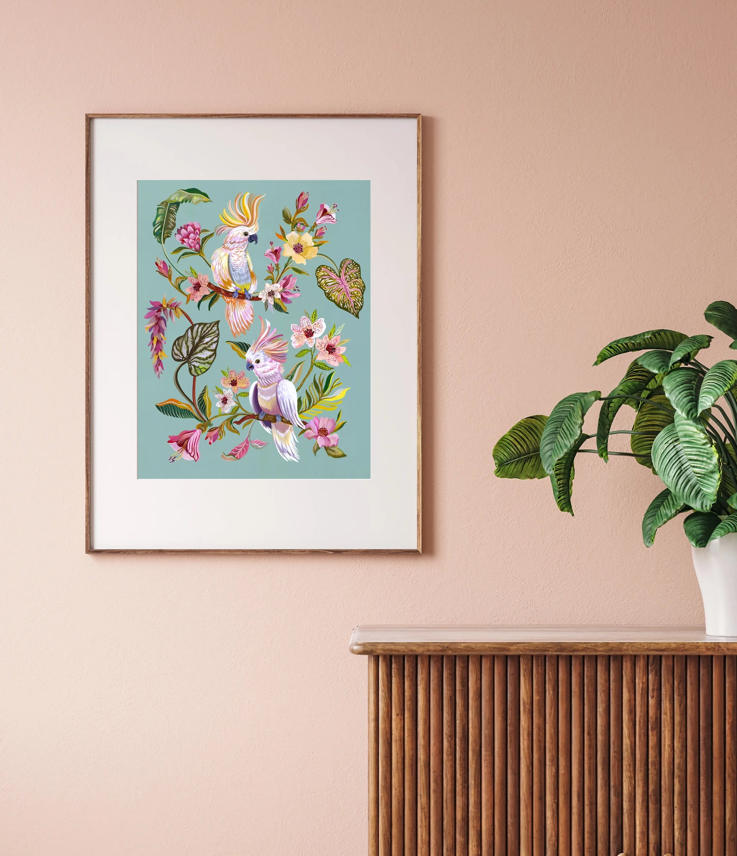 Pink Cockatoos Art print 8x10 - Moon Room Shop and Wellness
