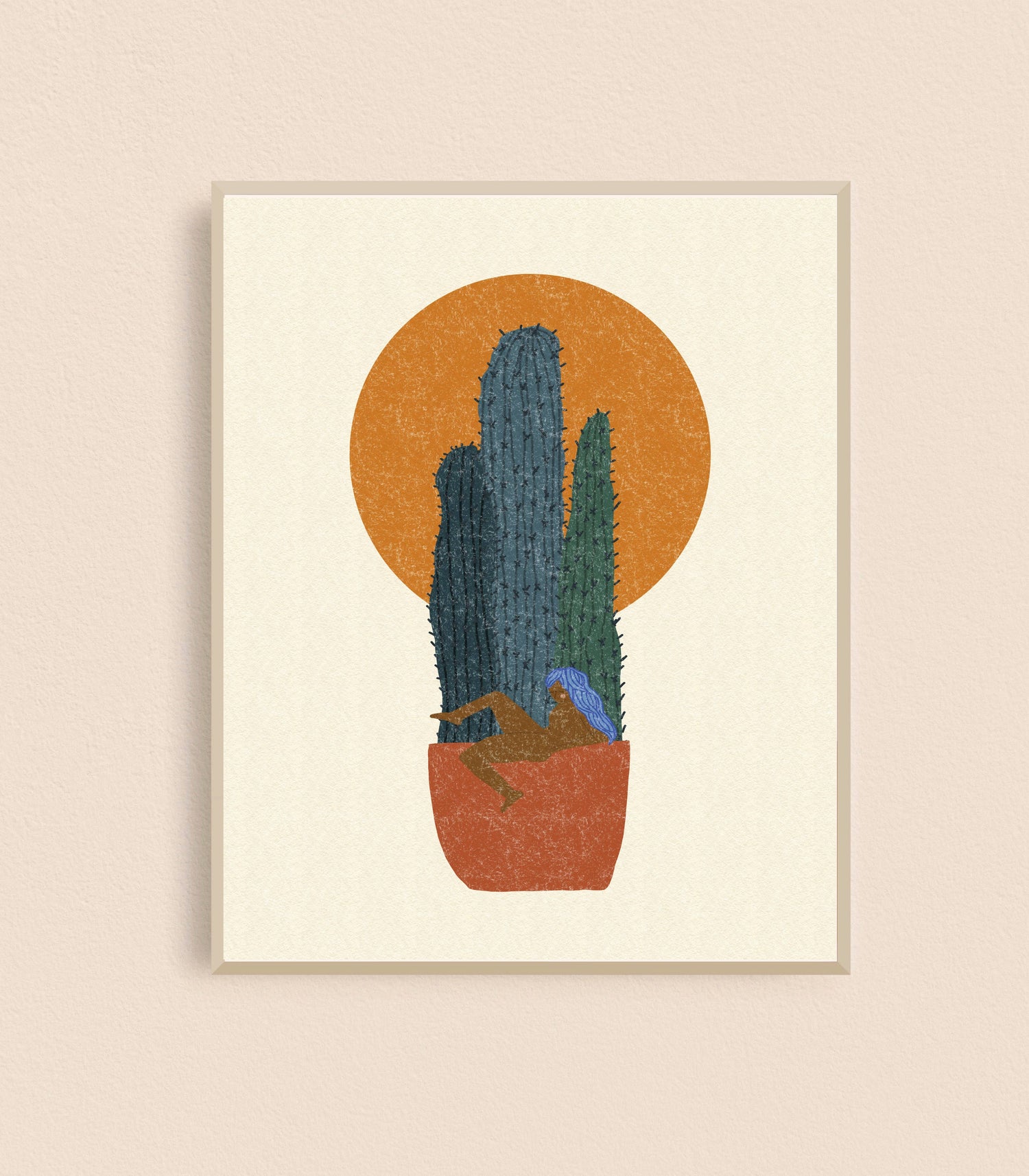 Potted Cacti Lady Art Print - Moon Room Shop and Wellness