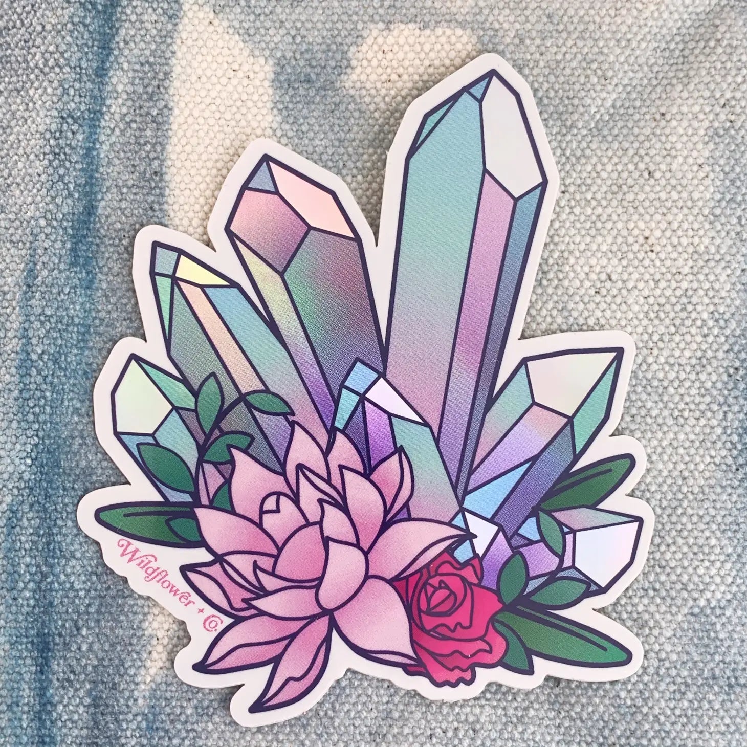 Crystal Cluster Sticker- Holographic - Moon Room Shop and Wellness