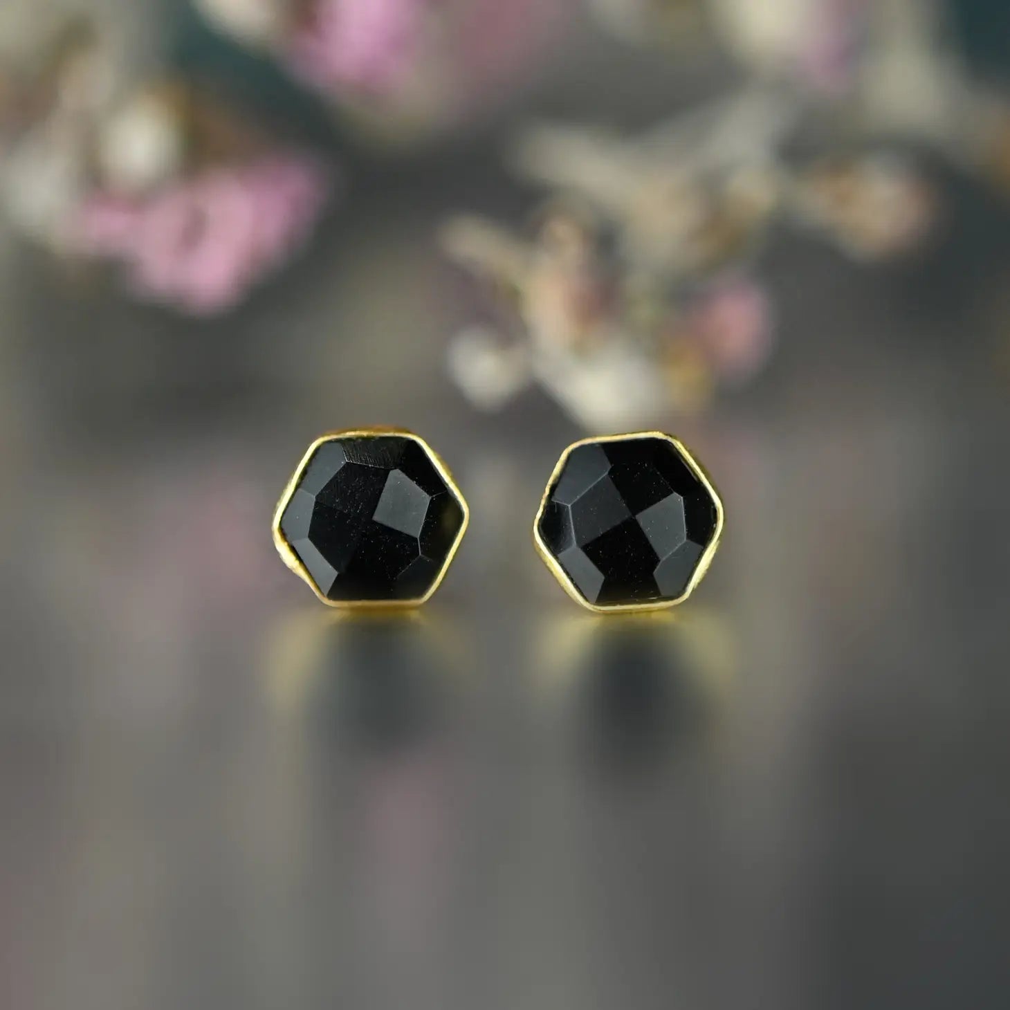 Black Onyx Hexagon Earrings - Moon Room Shop and Wellness