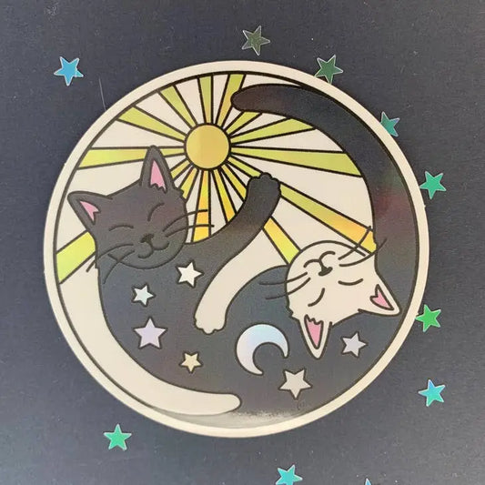 Yin/Yang Sun & Moon Cats Sticker - Moon Room Shop and Wellness