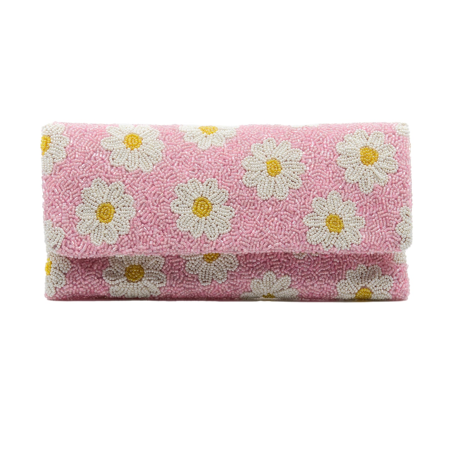 Ultra Cute Pink Daisies Beaded Clutch - Moon Room Shop and Wellness
