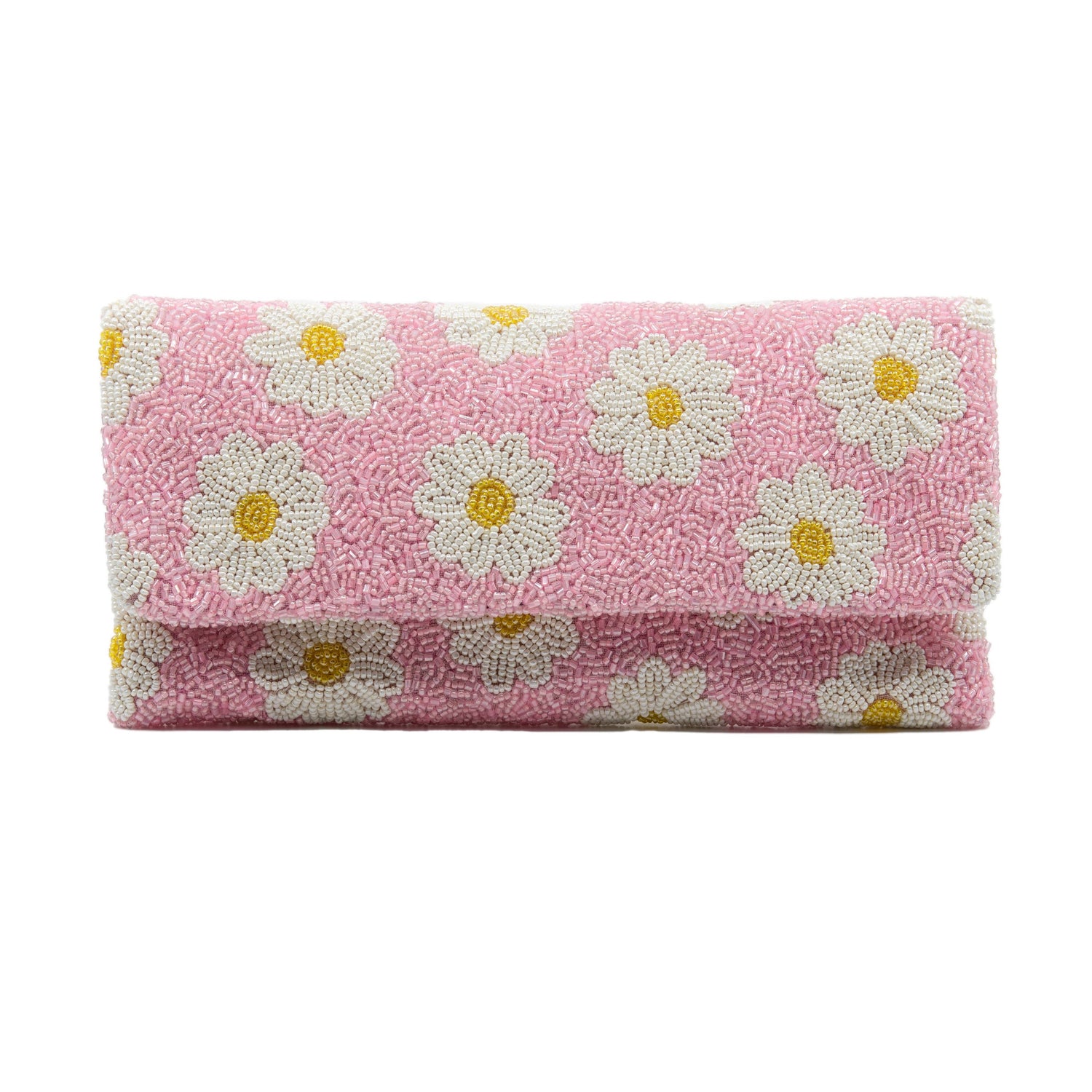 Ultra Cute Pink Daisies Beaded Clutch - Moon Room Shop and Wellness
