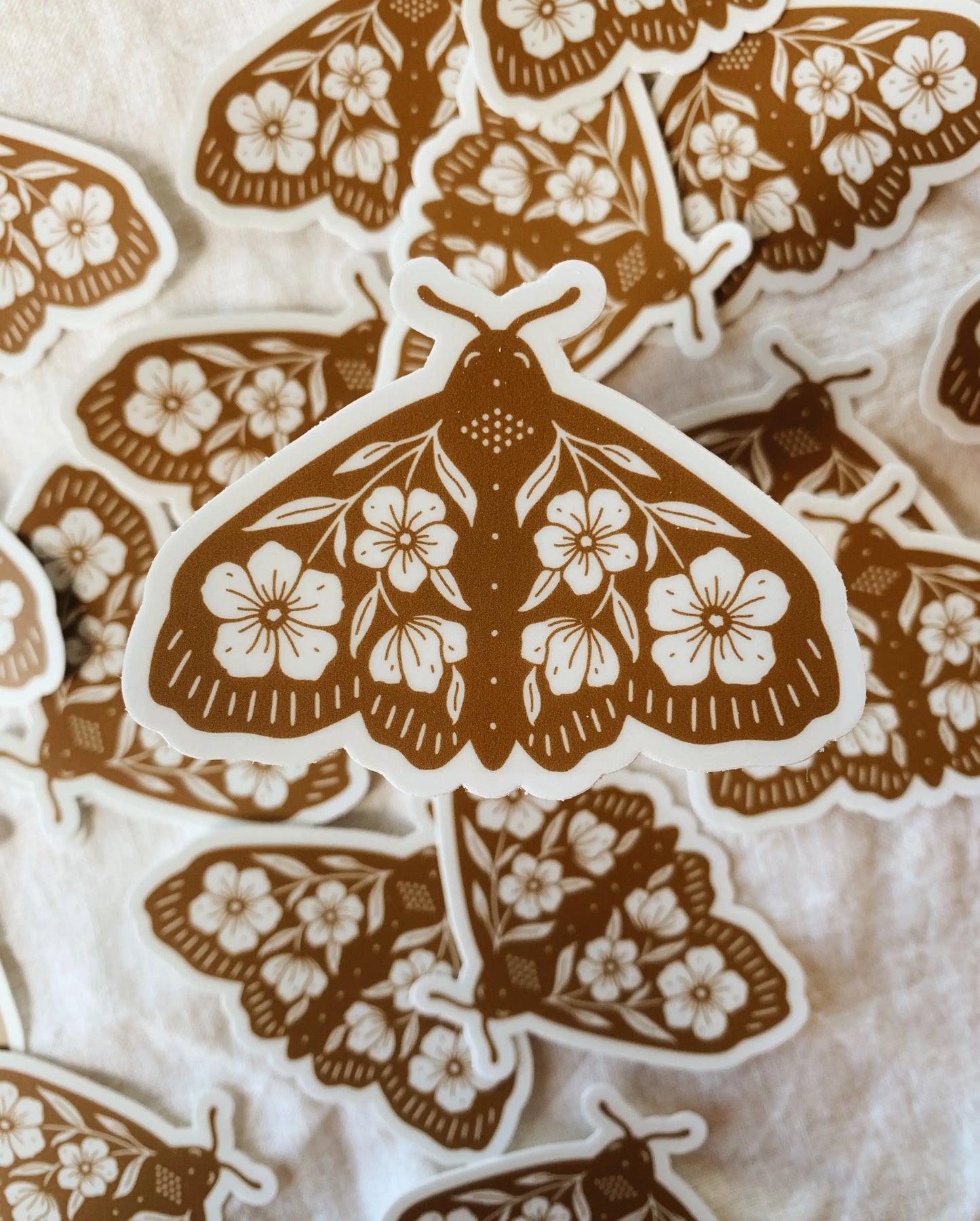 Floral Moth Vinyl Sticker - Moon Room Shop and Wellness