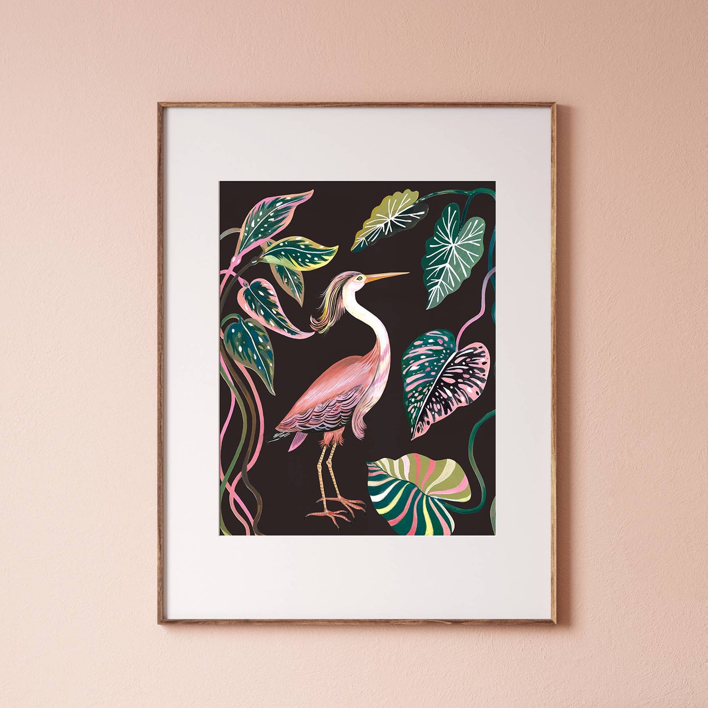 Pink Heron Art Print 8x10 - Moon Room Shop and Wellness