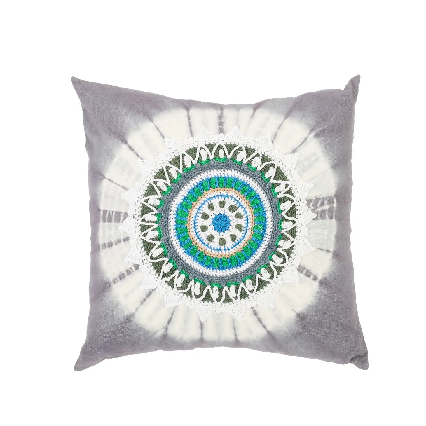 Crochet Mandala Throw Pillow -Gray - Moon Room Shop and Wellness