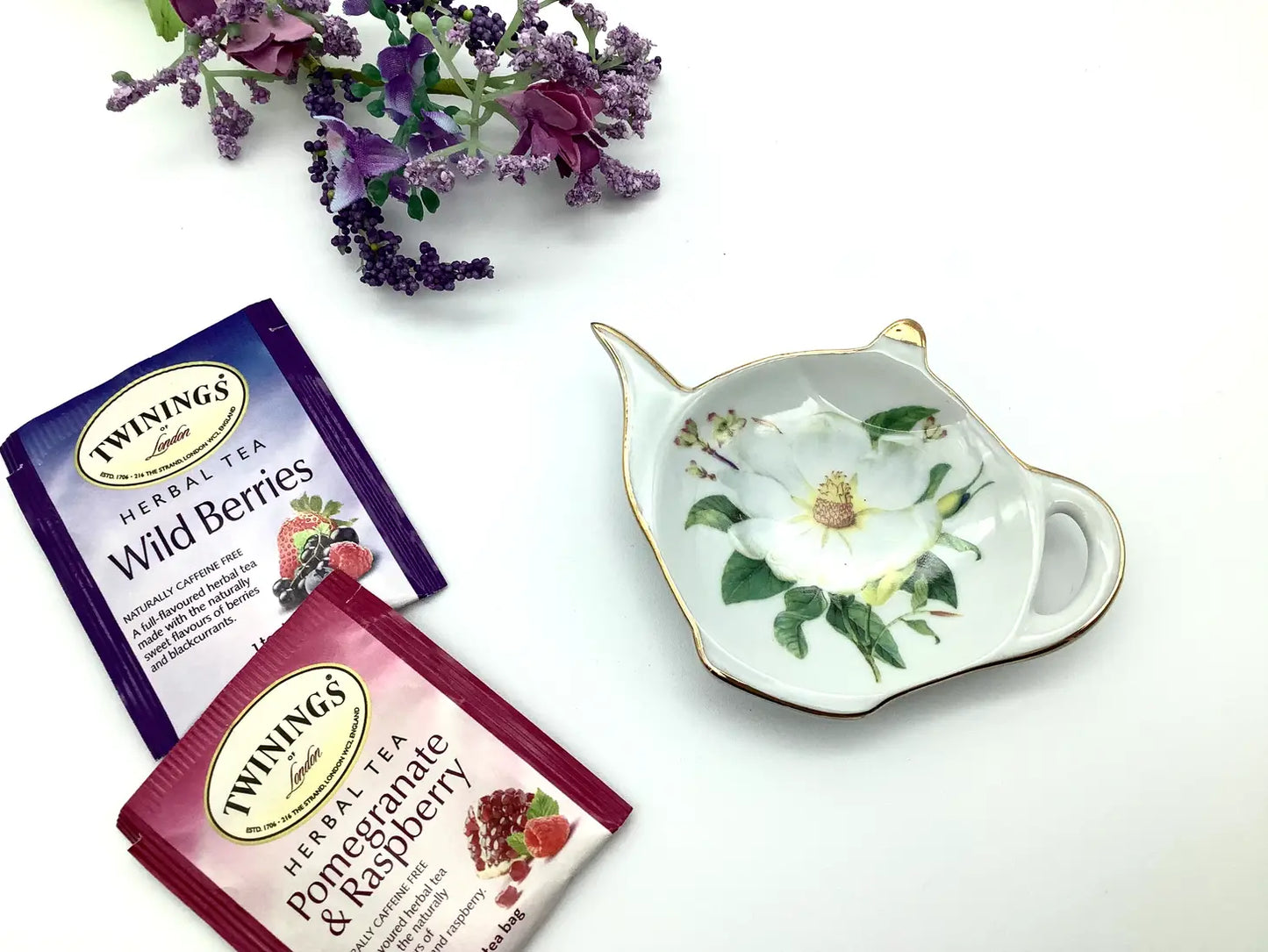 White Magnolia Tea Bag Holder - Moon Room Shop and Wellness