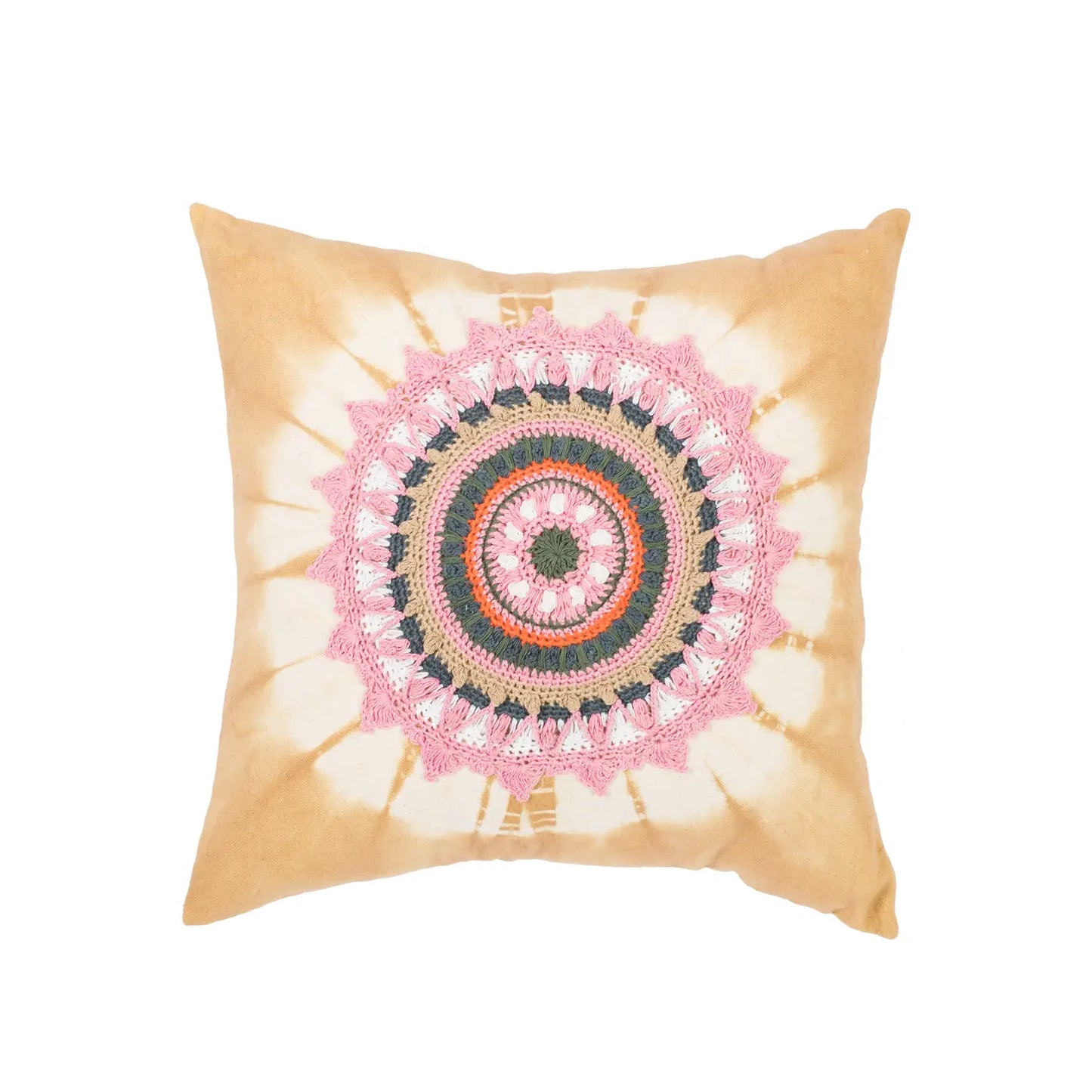 Crochet Mandala Throw Pillow -Tan - Moon Room Shop and Wellness