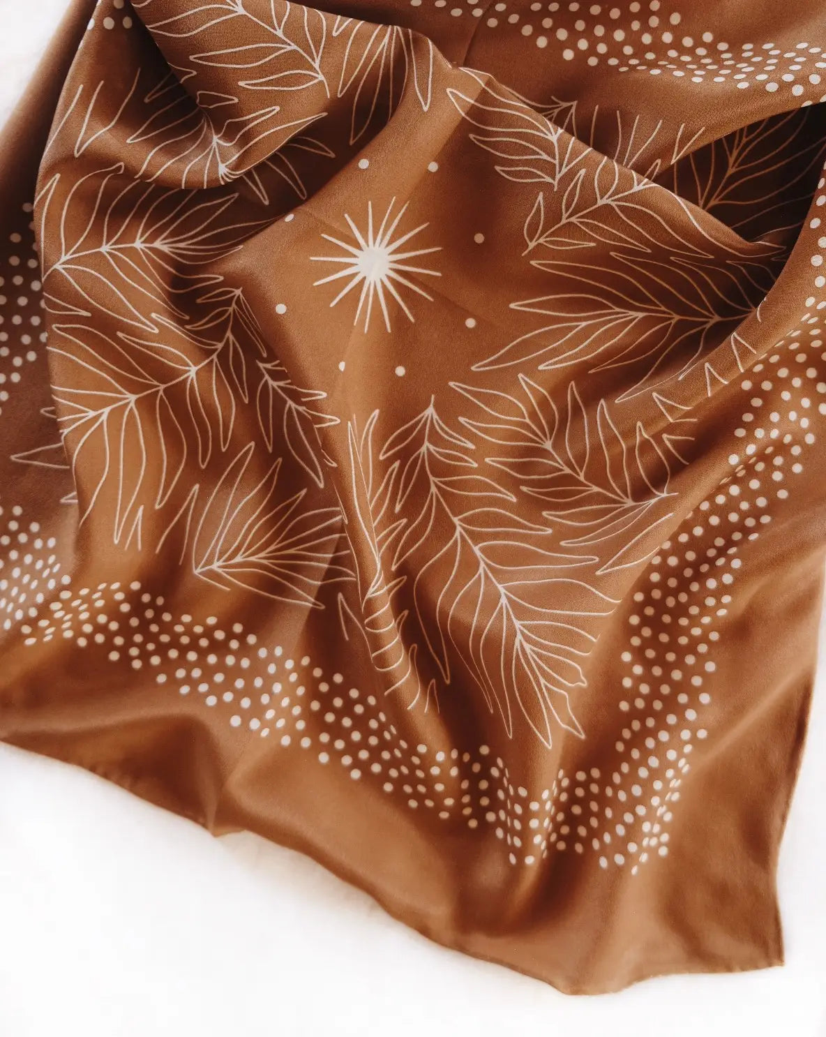 100% Silk Scarf- Palms Amber - Moon Room Shop and Wellness
