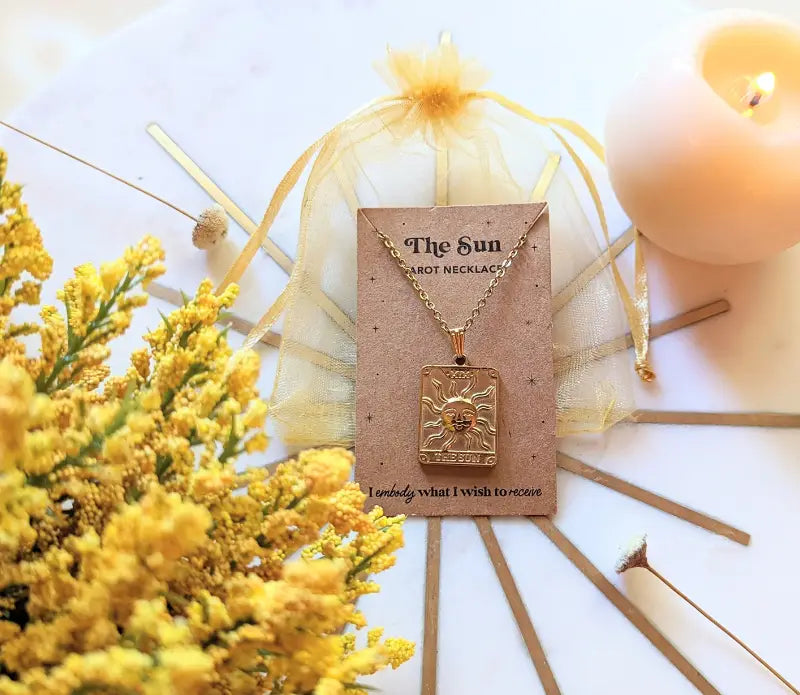 Tarot Sun Necklace- major Arcana-14kt gold plated Stainless Steel - Moon Room Shop and Wellness