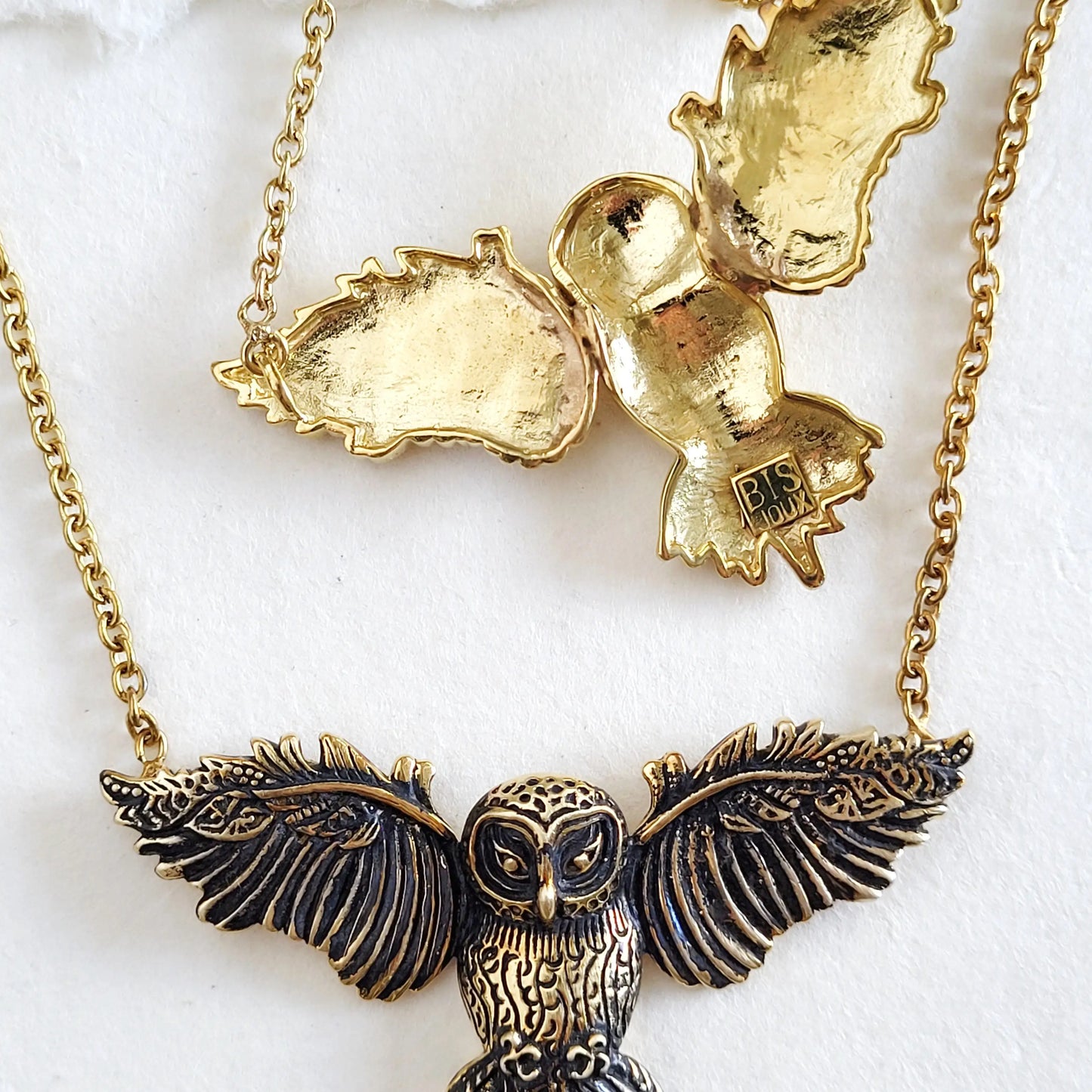 Aged Finished Brass Owl Necklace - Moon Room Shop and Wellness