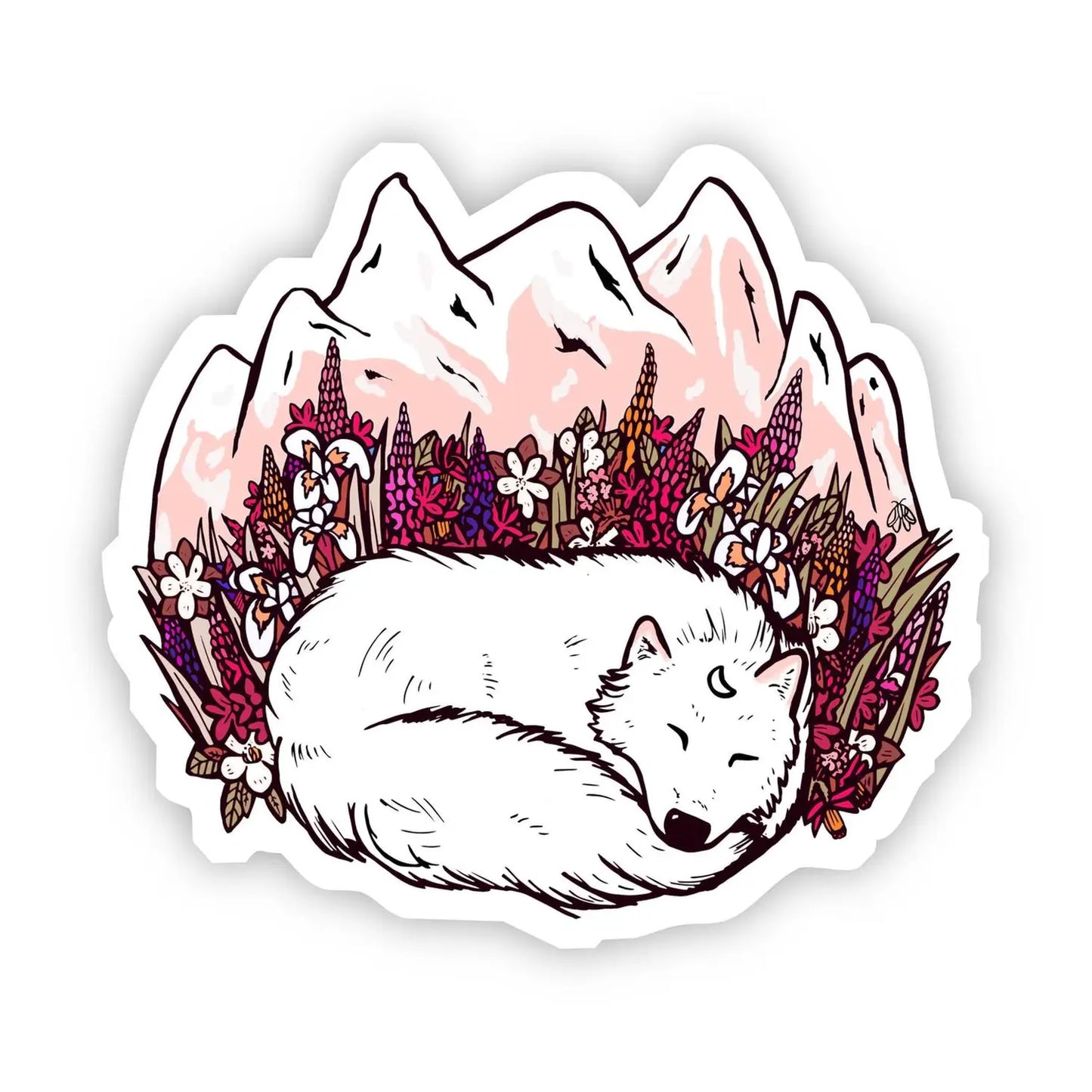 White Fox Mountain Sticker - Moon Room Shop and Wellness