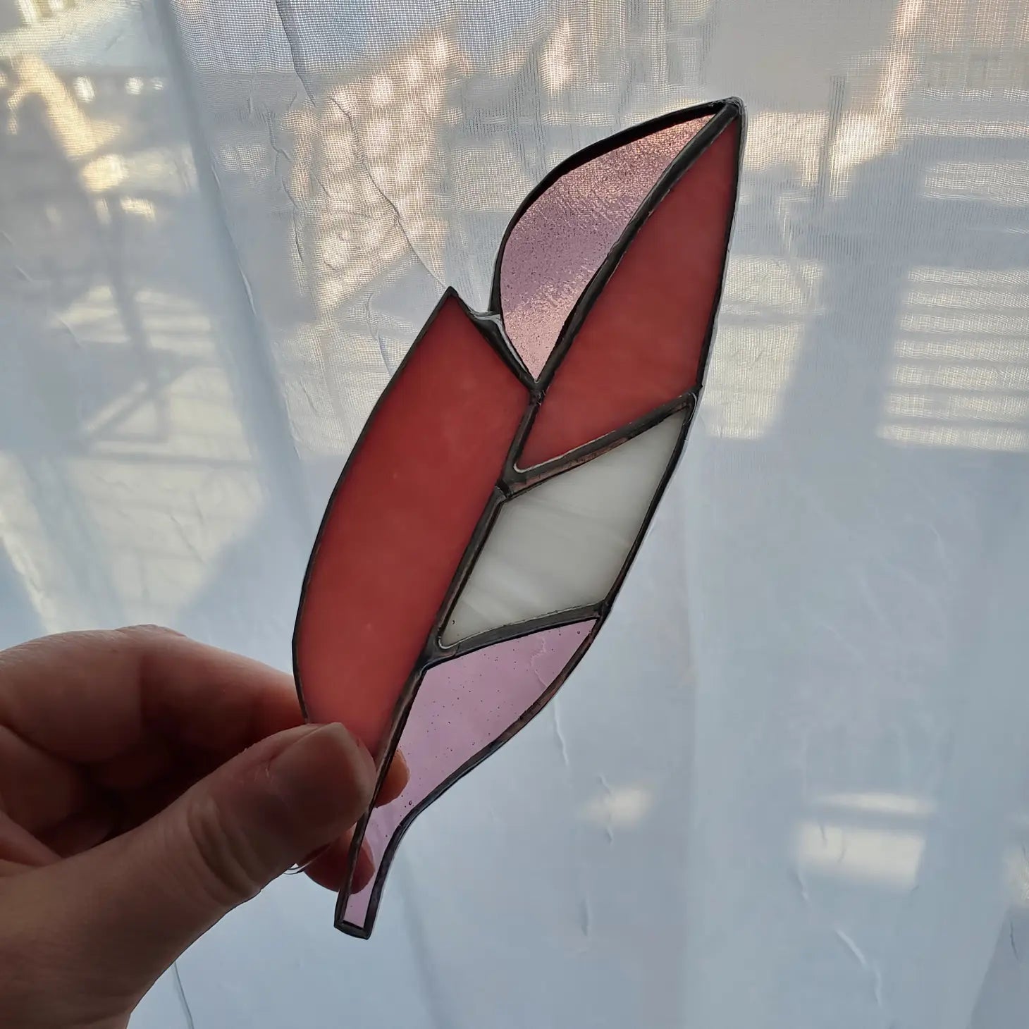 Stained Glass Feather- Pink -6inch - Moon Room Shop and Wellness