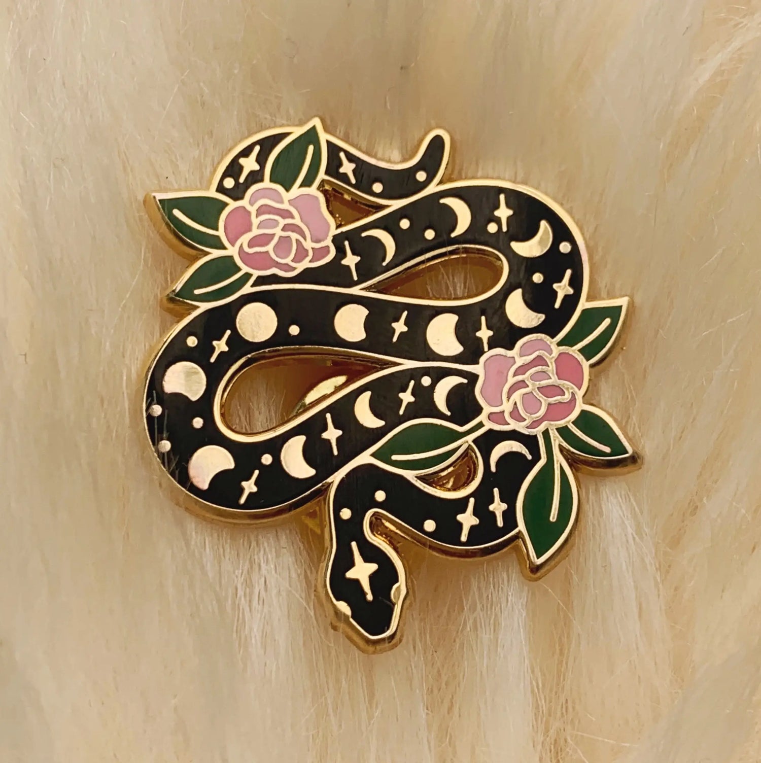 Serpent and Flowers Enamel Pin - Moon Room Shop and Wellness