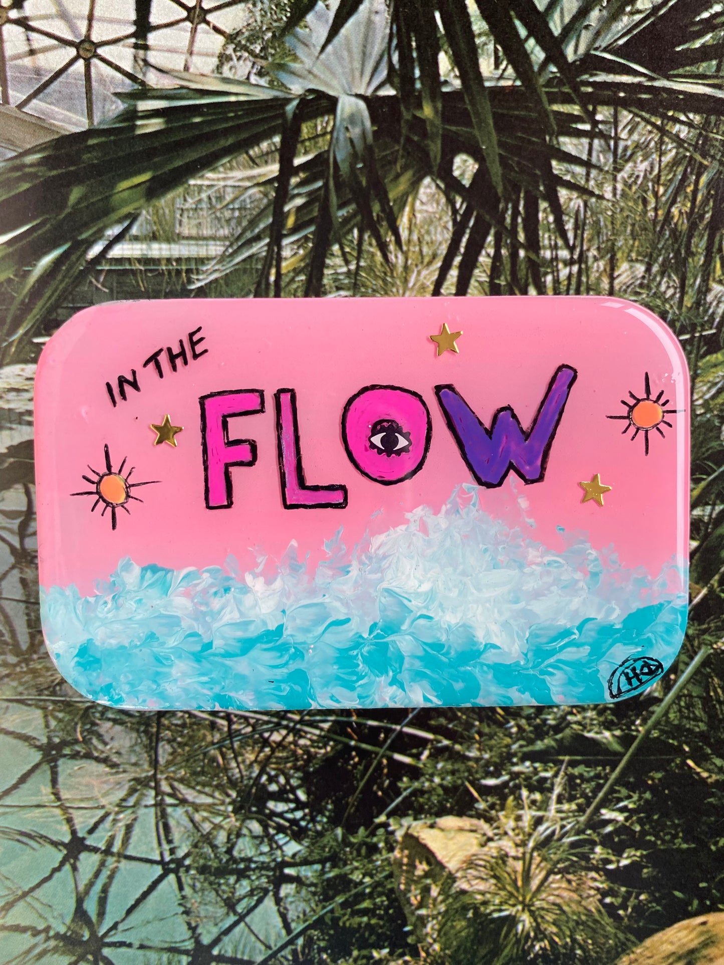 In the FLOW..Hand Painted Stash Can/Wallet - Moon Room Shop and Wellness