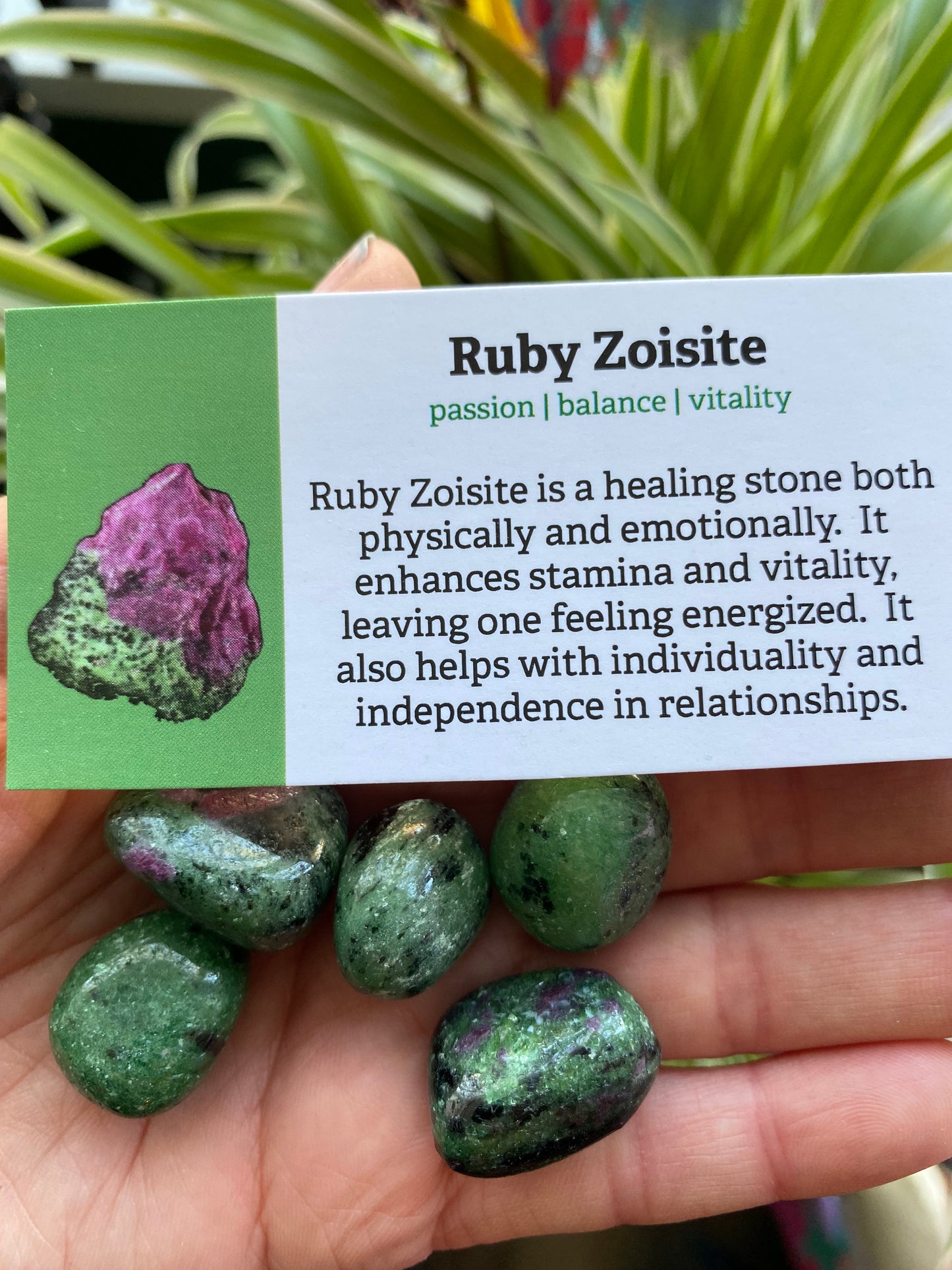 Zoisite w/Ruby Tumbled - Moon Room Shop and Wellness