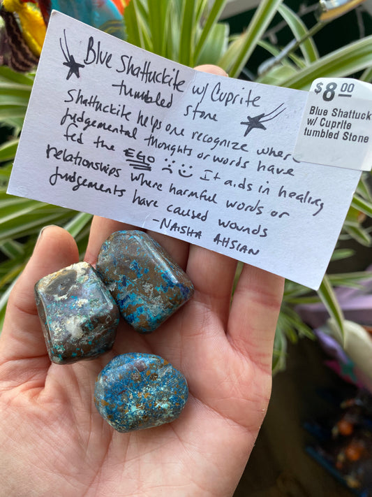 Blue Shattuckite w/ Cuprite tumbled Stone - Moon Room Shop and Wellness