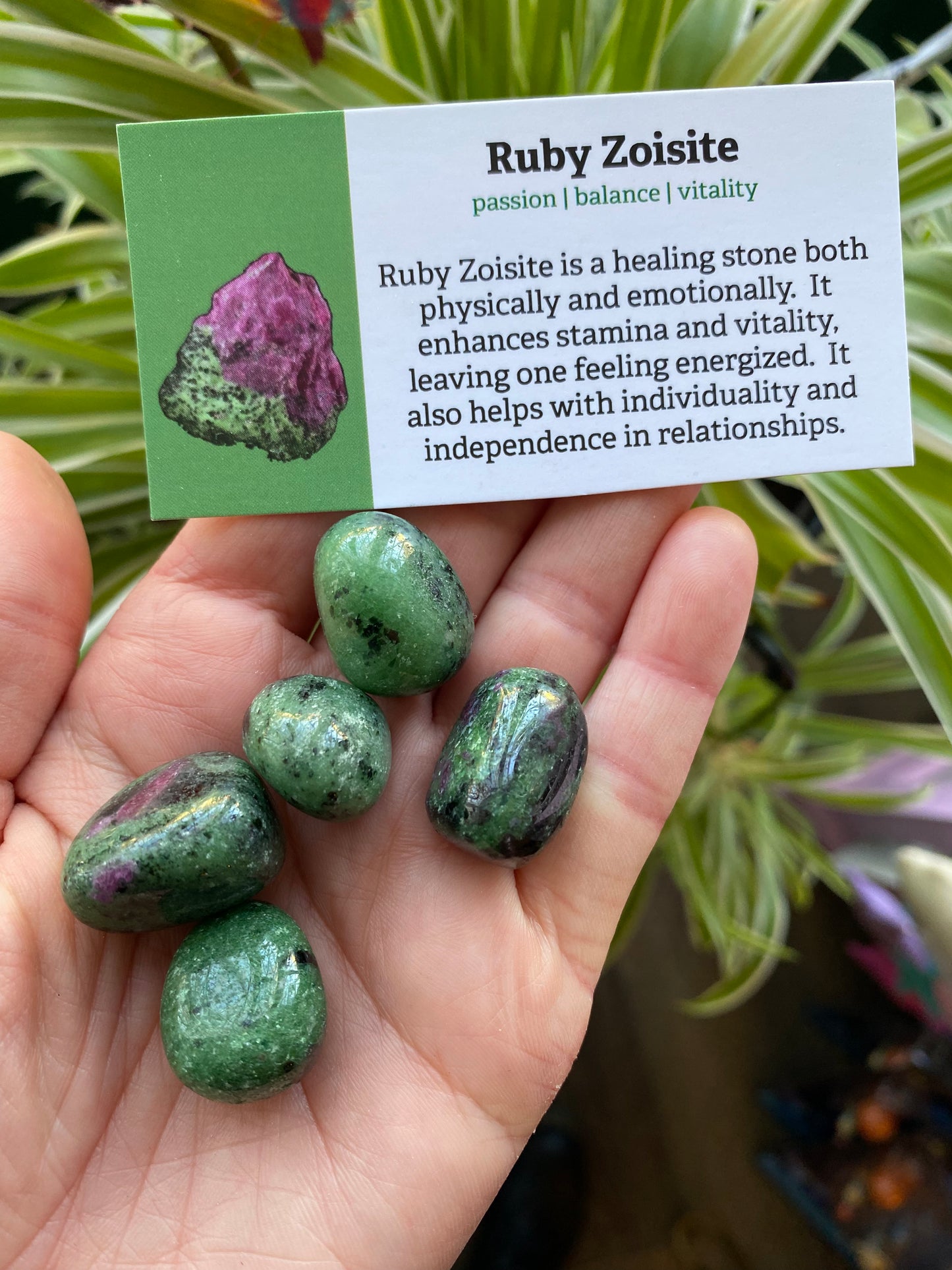 Zoisite w/Ruby Tumbled - Moon Room Shop and Wellness
