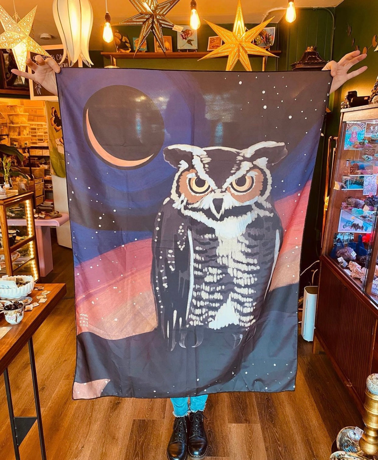Mari in the Sky -OWL -Tapestry -machine wash- air dry - Moon Room Shop and Wellness